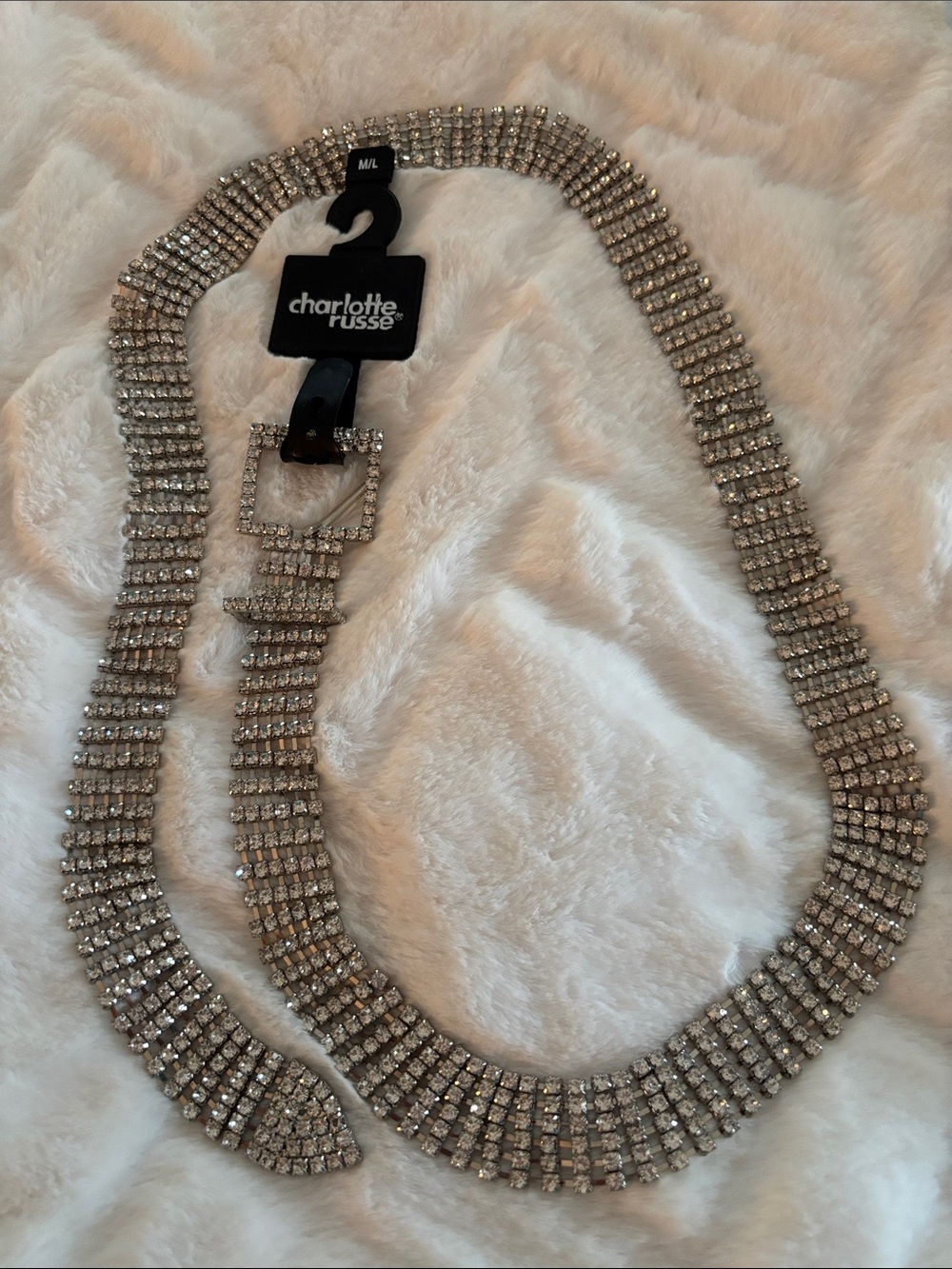 Charlotte Russe Silver Rhinestone Statement Belt NWT